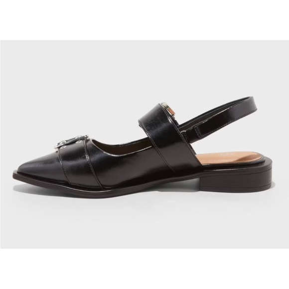 Wild Fable Black Slingback Flats with Buckle Sz 10 - Picture 2 of 3